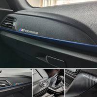 WRAPPING SERVICE - BMW F20 F21 F22 F23 CUSTOM INTERIOR TRIM SET - 4D CARBON / ALCANTARA / BLUE ACCENT