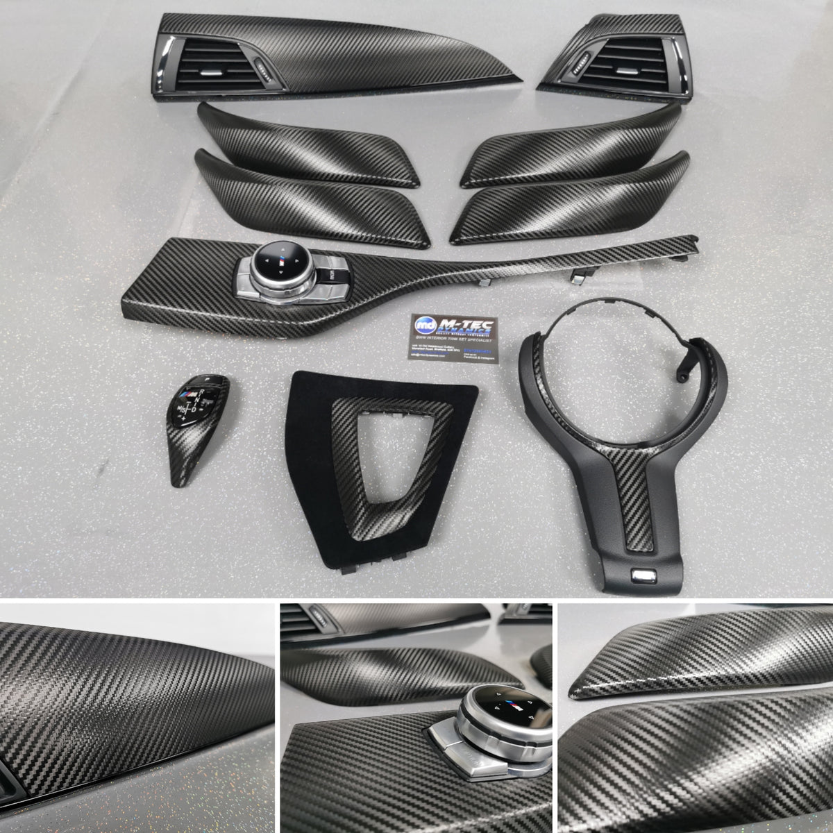 WRAPPING SERVICE - BMW F2X INTERIOR TRIM SET - TEXTURED CARBON / GLOSS BLACK ACCENT - F20 F21 F22 F23