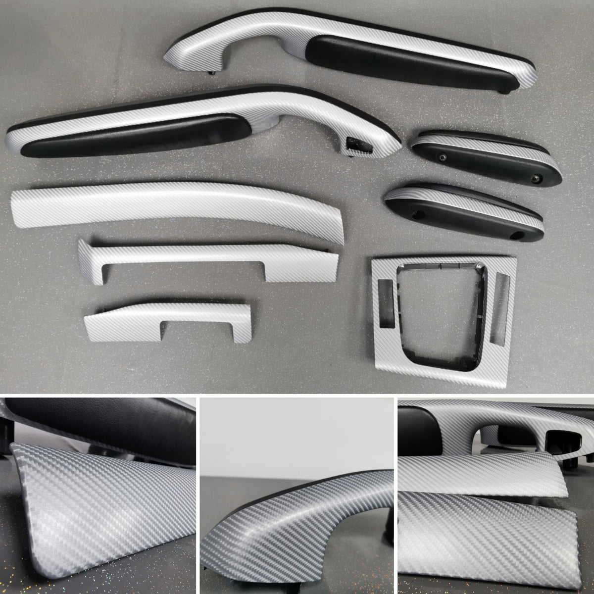 BMW E46 CONVERTIBLE INTERIOR TRIM SET - 4D SILVER CARBON