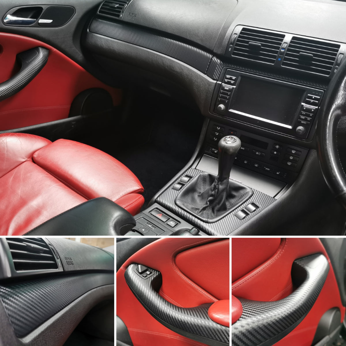 REMOVAL, WRAP & REFIT SERVICE - BMW E46 COUPE / CONVERTIBLE INTERIOR TRIM SET - 3D CARBON
