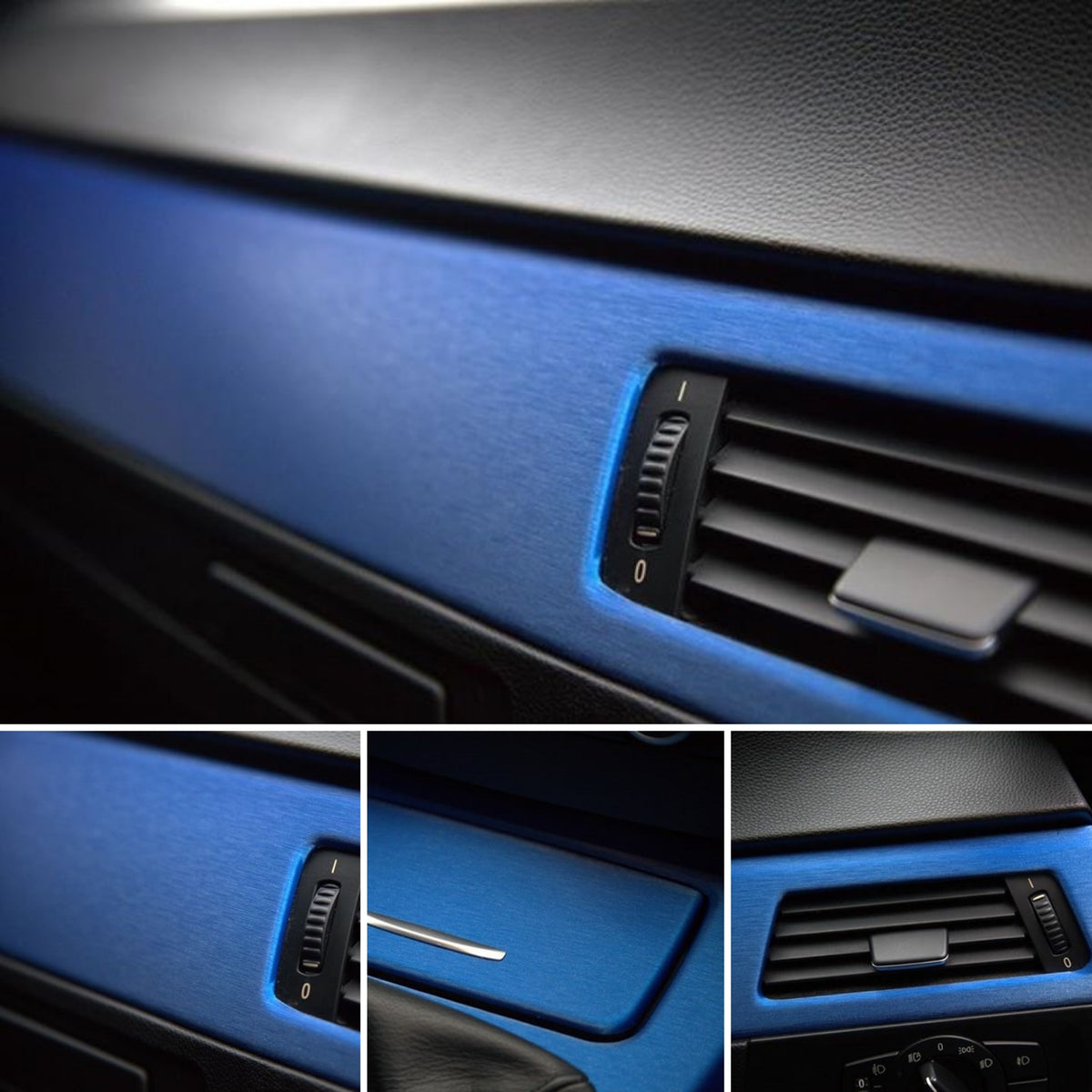 WRAPPING SERVICE - BMW E90 E91 E92 E93 INTERIOR TRIM SET - BLUE BRUSHED STEEL