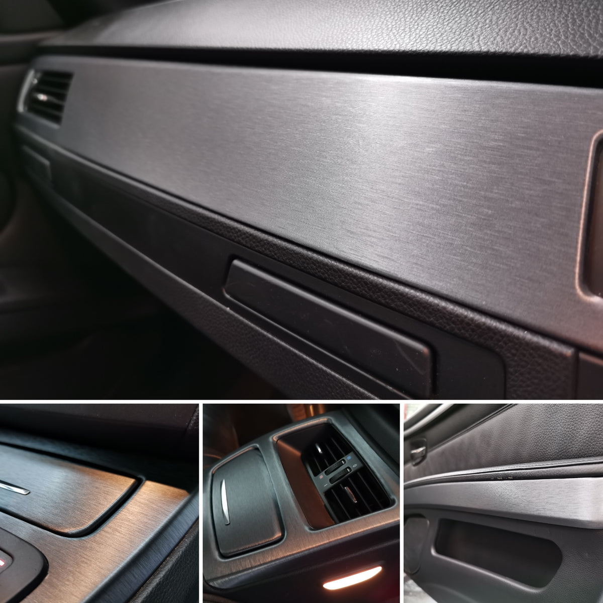 WRAPPING SERVICE - BMW E90 E91 E92 E93 INTERIOR TRIM SET - GREY BRUSHED STEEL