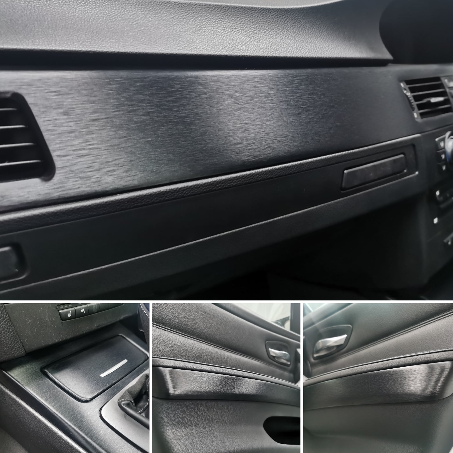 WRAPPING SERVICE - BMW E90 E91 E92 E93 INTERIOR TRIM SET - BLACK BRUSHED STEEL