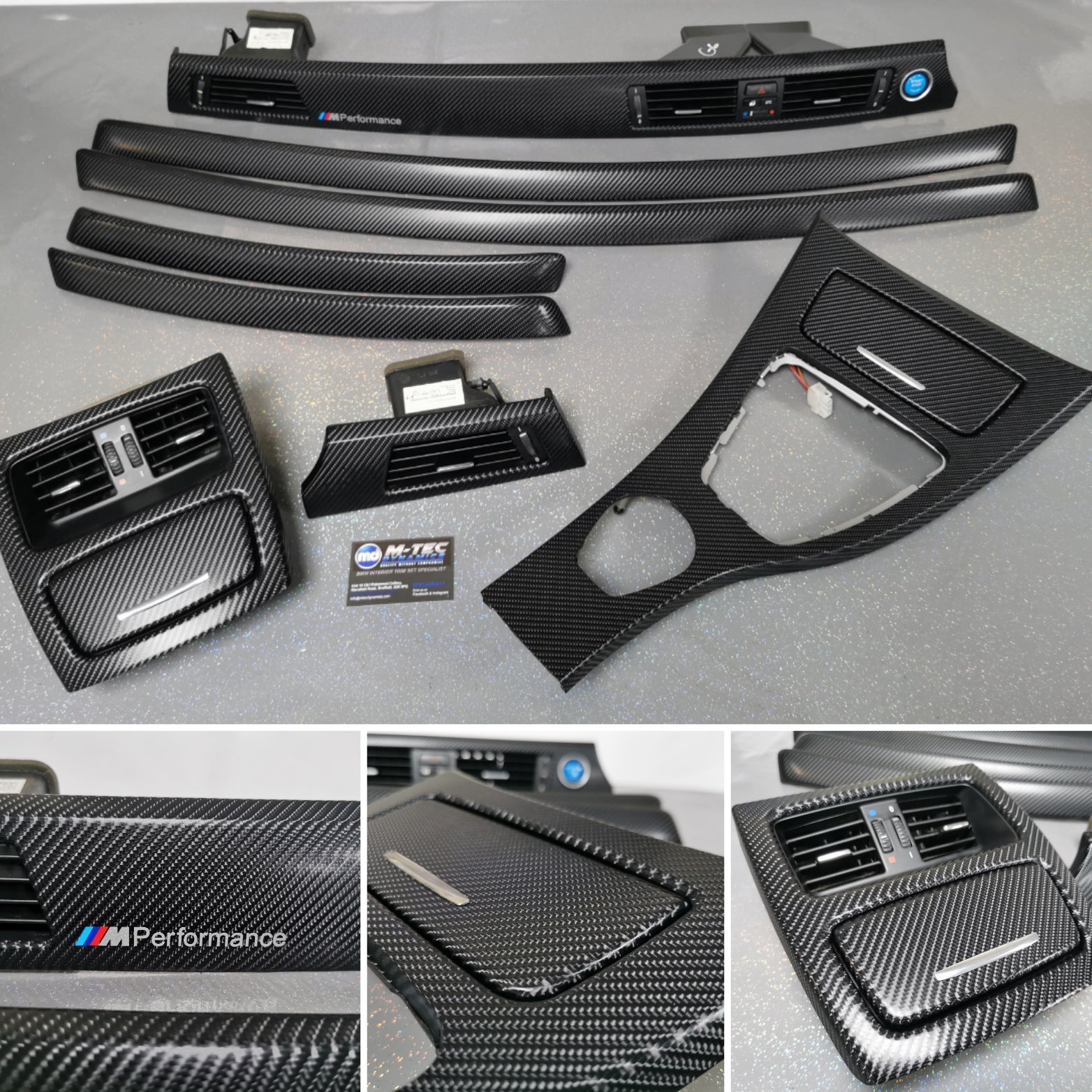 BMW E92 GLOSSY 4D BLACK CARBON INTERIOR TRIM SET CCC I-DRIVE