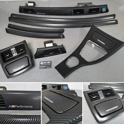 BMW E92 GLOSSY 4D BLACK CARBON INTERIOR TRIM SET CCC I-DRIVE