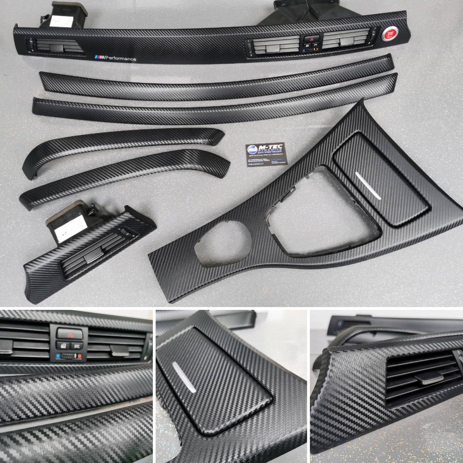 BMW E90 E91 CCC I-DRIVE 3D BLACK CARBON INTERIOR TRIM SET