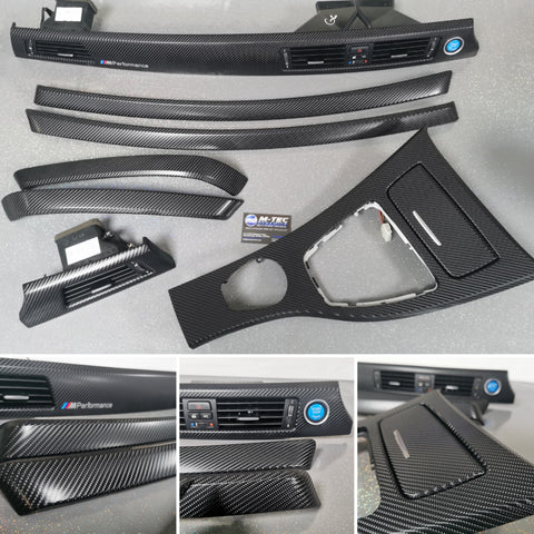 BMW E90 GLOSSY 4D BLACK CARBON  INTERIOR TRIM SET I-DRIVE CCC