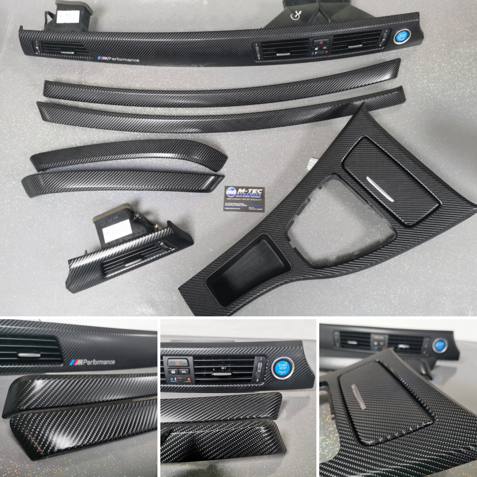 BMW E90 GLOSSY 4D BLACK CARBON INTERIOR TRIM SET