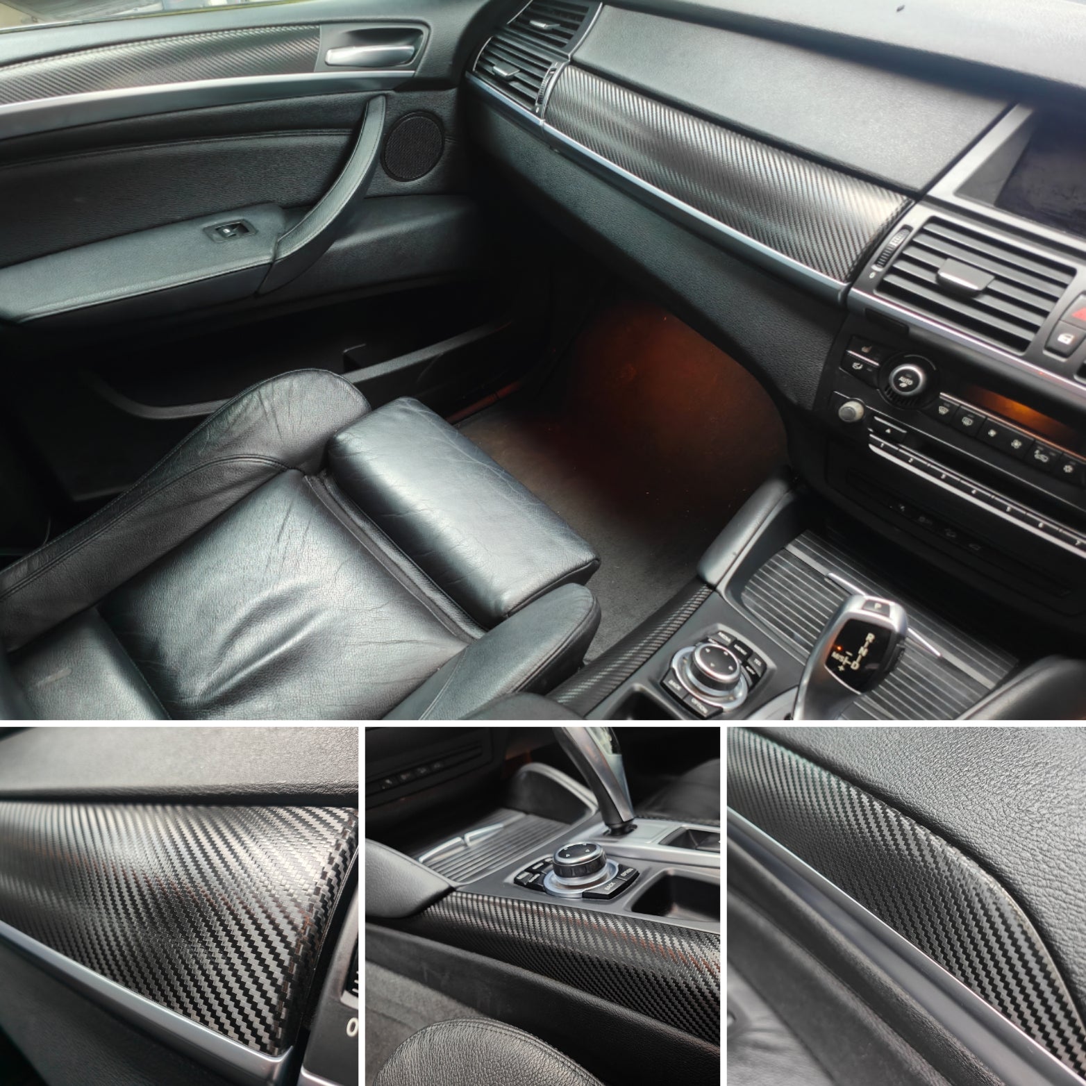 BMW X5 E70 / X6 E71 INTERIOR WRAPPING SERVICE - BLACK DEEP TEXTURED CARBON