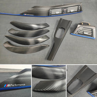 BMW F30 F31 F36 F80 LCI INTERIOR TRIM SET - TEXTURED CARBON / BLUE ACCENT