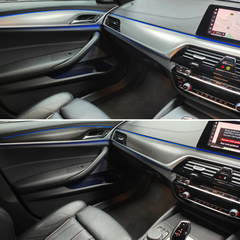 BMW G30 G31 INTERIOR TRIM SET WRAPPING SERVICE - TEXTURED BLACK CARBON
