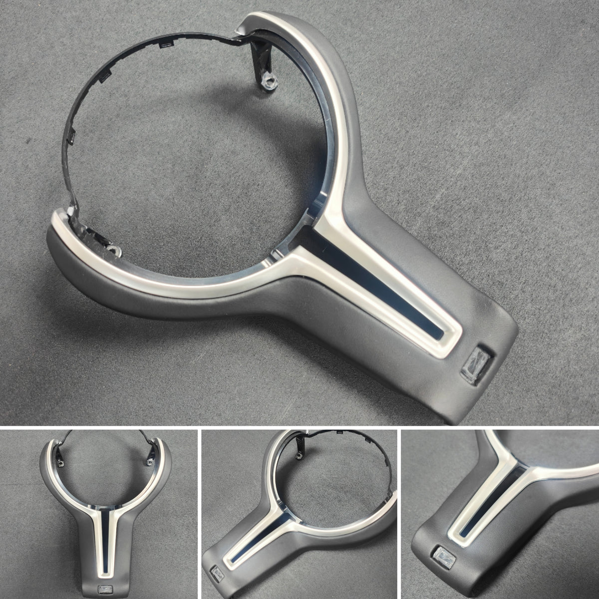 BMW F-SERIES ///M LEATHER & SILVER STEERING WHEEL TRIM - 2/3/4/5 SERIES M2 M3 M4 M5 M6