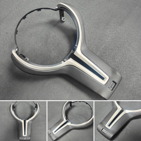 BMW F-SERIES ///M LEATHER & SILVER STEERING WHEEL TRIM - 2/3/4/5 SERIES M2 M3 M4 M5 M6