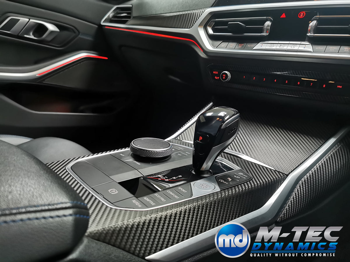 WRAPPING SERVICE - BMW G20 G21 G22 G26 GC INTERIOR TRIM SET - DEEP TEXTURED GLOSSY BLACK CARBON
