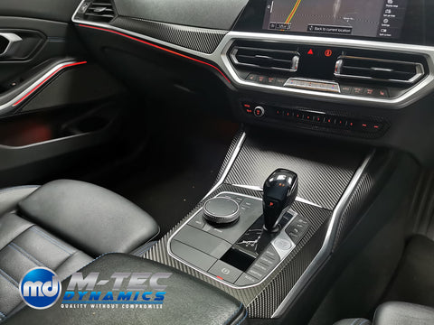 WRAPPING SERVICE - BMW G20 G21 INTERIOR TRIM SET - DEEP TEXTURED GLOSSY BLACK CARBON