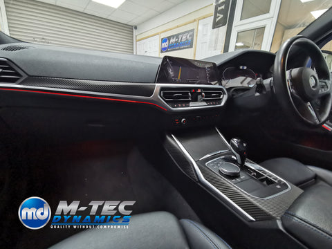 WRAPPING SERVICE - BMW G20 G21 INTERIOR TRIM SET - DEEP TEXTURED GLOSSY BLACK CARBON