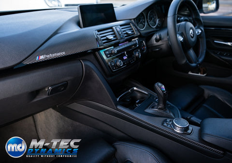 BMW F30 F80 M3 3-SERIES LCI INTERIOR TRIM SET - DEEP TEXTURED GLOSSY CARBON / GLOSS BLACK ACCENT (MTD-TEX)