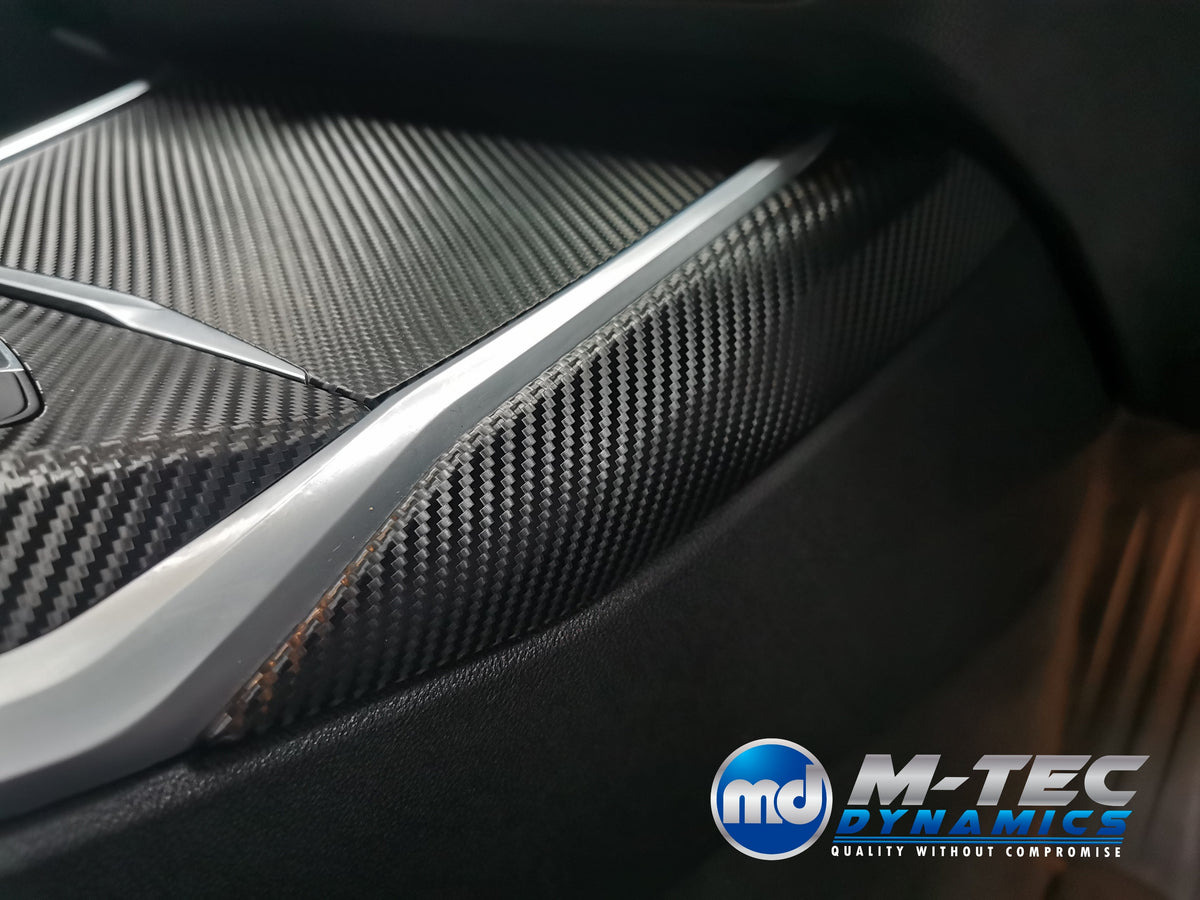 WRAPPING SERVICE - BMW G20 G21 G22 G26 GC INTERIOR TRIM SET - DEEP TEXTURED GLOSSY BLACK CARBON