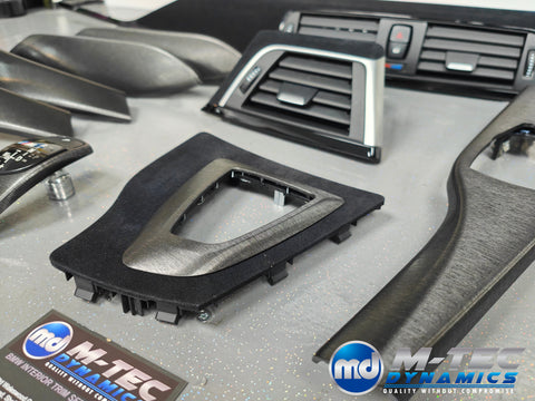 WRAPPING SERVICE - BMW F3X INTERIOR TRIM SET - BLACK BRUSHED ALUMINIUM / ALCANTARA - F30 F31 F32 F33 F36