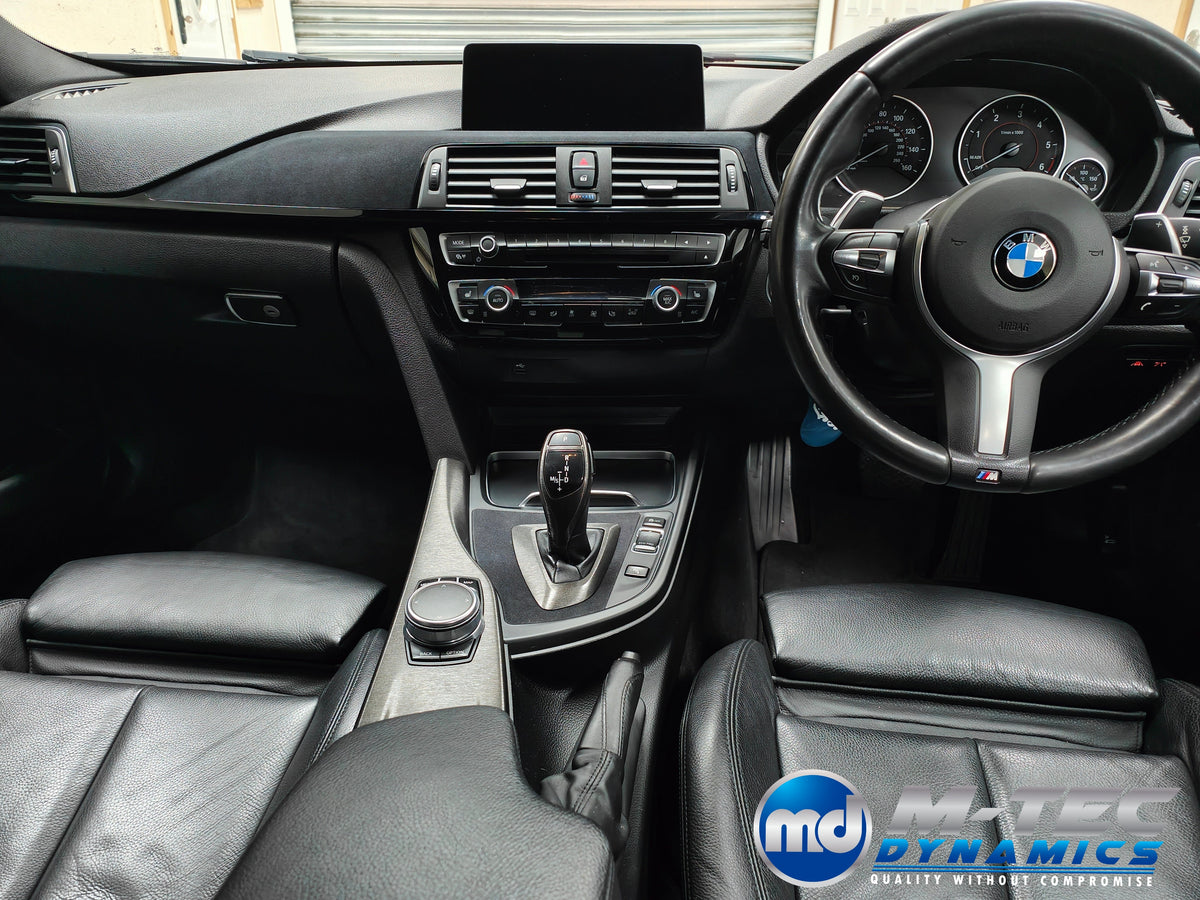 WRAPPING SERVICE - BMW F3X INTERIOR TRIM SET - BLACK BRUSHED ALUMINIUM / ALCANTARA - (F30 F31 F32 F33 F36)