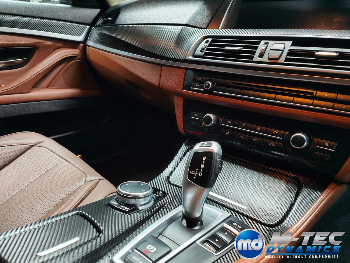WRAPPING SERVICE - BMW F10 F11 INTERIOR TRIM SET - TEXTURED GLOSSY BLACK CARBON (MTD-TEX)