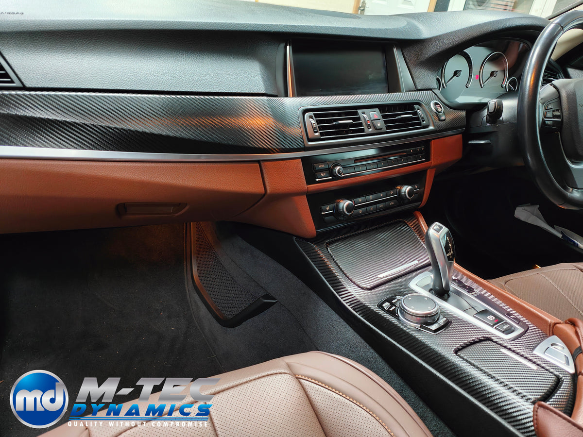 WRAPPING SERVICE - BMW F10 F11 INTERIOR TRIM SET - TEXTURED GLOSSY BLACK CARBON (MTD-TEX)