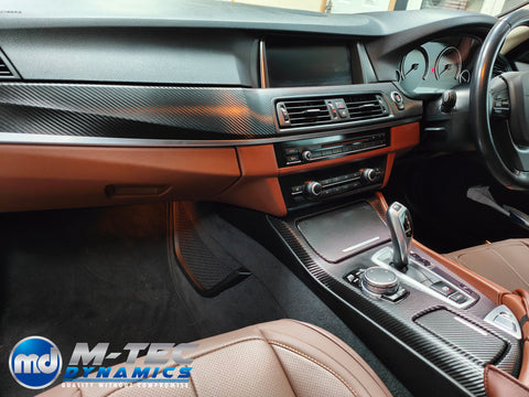 WRAPPING SERVICE - BMW F10 F11 INTERIOR TRIM SET - DEEP TEXTURED GLOSSY BLACK CARBON (MTD-TEX)