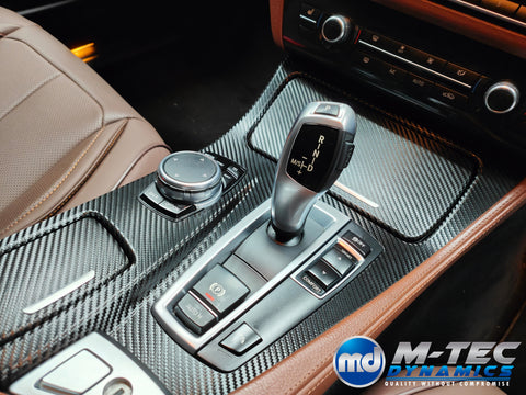 WRAPPING SERVICE - BMW F10 F11 INTERIOR TRIM SET - DEEP TEXTURED GLOSSY BLACK CARBON (MTD-TEX)