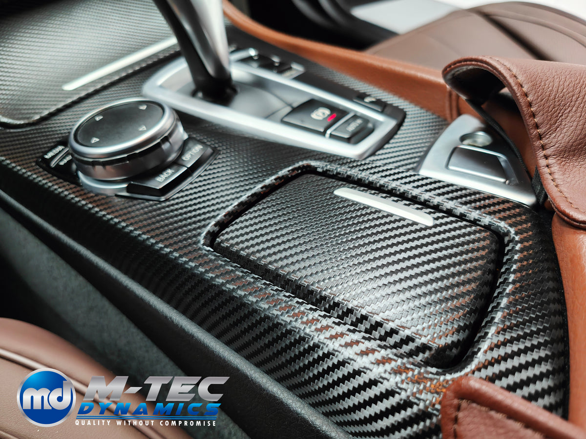 WRAPPING SERVICE - BMW F10 F11 INTERIOR TRIM SET - TEXTURED GLOSSY BLACK CARBON (MTD-TEX)