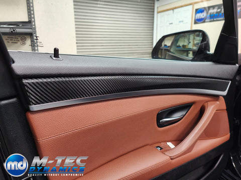 WRAPPING SERVICE - BMW F10 F11 INTERIOR TRIM SET - DEEP TEXTURED GLOSSY BLACK CARBON (MTD-TEX)