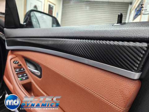 WRAPPING SERVICE - BMW F10 F11 INTERIOR TRIM SET - DEEP TEXTURED GLOSSY BLACK CARBON (MTD-TEX)