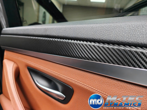 WRAPPING SERVICE - BMW F10 F11 INTERIOR TRIM SET - DEEP TEXTURED GLOSSY BLACK CARBON (MTD-TEX)