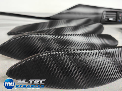 WRAPPING SERVICE - BMW F3X INTERIOR TRIM SET - DEEP TEXTURED GLOSSY CARBON / GLOSS BLACK ACCENT (MTD-TEX) - F30 F31 F32 F33 F36