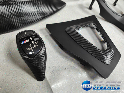 WRAPPING SERVICE - BMW F3X INTERIOR TRIM SET - DEEP TEXTURED GLOSSY CARBON / GLOSS BLACK ACCENT (MTD-TEX) - F30 F31 F32 F33 F36