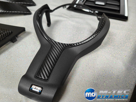 WRAPPING SERVICE - BMW F3X INTERIOR TRIM SET - DEEP TEXTURED GLOSSY CARBON / GLOSS BLACK ACCENT (MTD-TEX) - F30 F31 F32 F33 F36