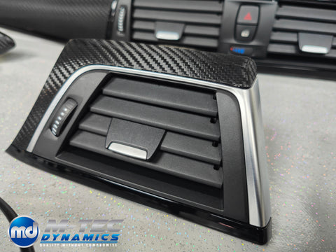 WRAPPING SERVICE - BMW F3X INTERIOR TRIM SET - DEEP TEXTURED GLOSSY CARBON / GLOSS BLACK ACCENT (MTD-TEX) - F30 F31 F32 F33 F36