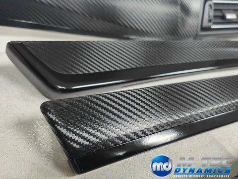 BMW F10 F11 AUTO INTERIOR TRIM SET - DEEP TEXTURED GLOSSY BLACK CARBON / BLACK ACCENT (MTD-TEX)