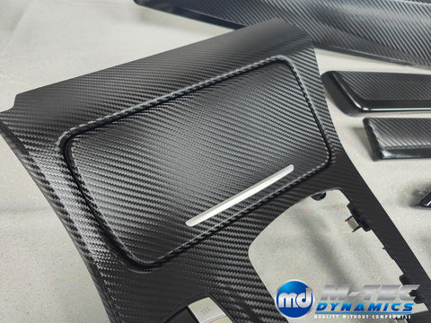 BMW F10 F11 AUTO INTERIOR TRIM SET - DEEP TEXTURED GLOSSY BLACK CARBON / BLACK ACCENT (MTD-TEX)