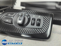 BMW F10 F11 AUTO INTERIOR TRIM SET - TEXTURED GLOSSY BLACK CARBON / BLACK ACCENT (MTD-TEX)