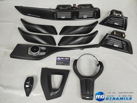 BMW F20 F21 F22 F23 LCI-2 INTERIOR TRIM SET - PREMIUM TEXTURED BLACK CARBON - WRAPPING SERVICE