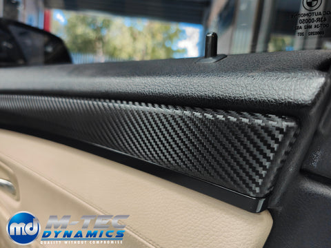 WRAPPING SERVICE - BMW F10 F11 INTERIOR TRIM SET - DEEP TEXTURED GLOSSY BLACK CARBON / GLOSS BLACK ACCENT TRIM