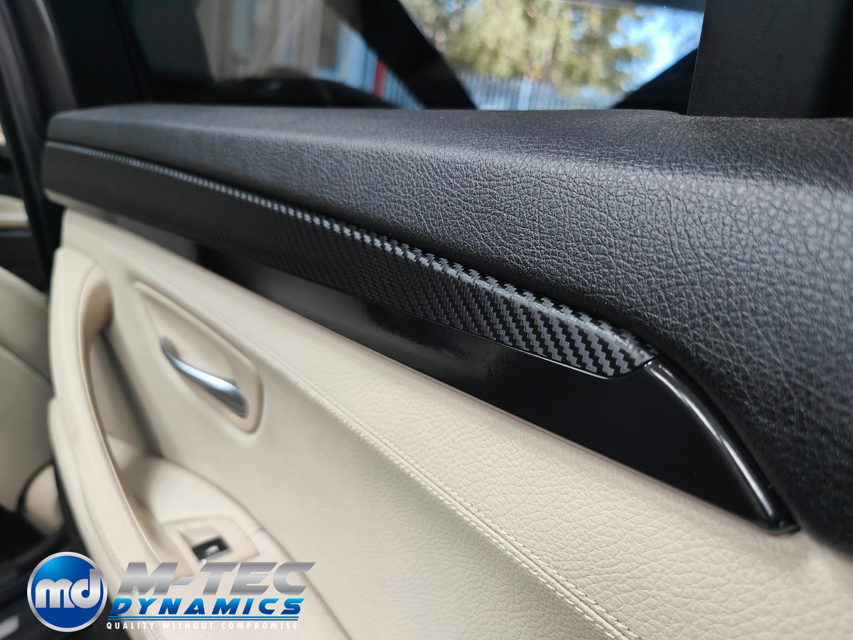 WRAPPING SERVICE - BMW F10 F11 INTERIOR TRIM SET - TEXTURED GLOSSY BLACK CARBON / GLOSS BLACK ACCENT TRIM