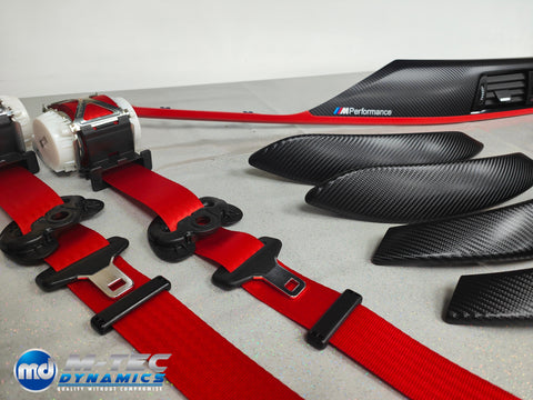 BMW F30 F31 F32 CUSTOM INTERIOR TRIM SET & SEAT BELT PACKAGE (RED)