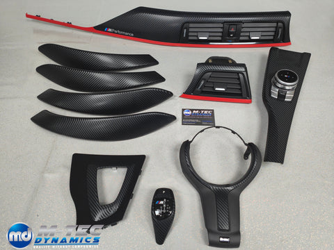 WRAPPING SERVICE - BMW F3X TRIM SET 4D CARBON / RED ACCENT (CUSTOM)