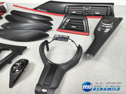 WRAPPING SERVICE - BMW F3X TRIM SET 4D CARBON / RED ACCENT (CUSTOM)