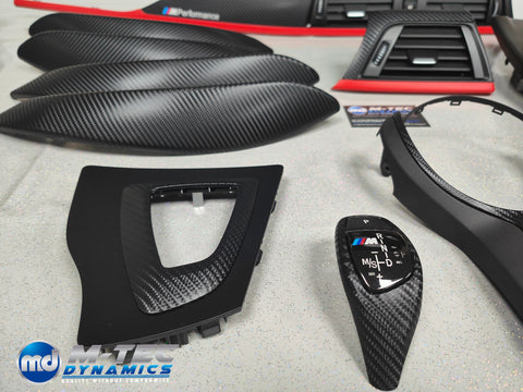 WRAPPING SERVICE - BMW F3X TRIM SET 4D CARBON / RED ACCENT (CUSTOM)