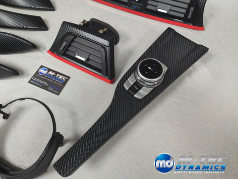 WRAPPING SERVICE - BMW F3X TRIM SET 4D CARBON / RED ACCENT (CUSTOM)