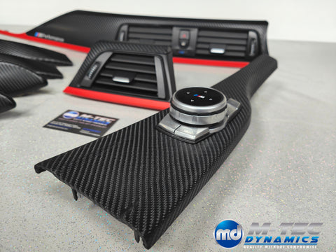 WRAPPING SERVICE - BMW F3X TRIM SET 4D CARBON / RED ACCENT (CUSTOM)