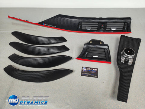 WRAPPING SERVICE - BMW F3X TRIM SET 4D CARBON / RED ACCENT (CUSTOM)