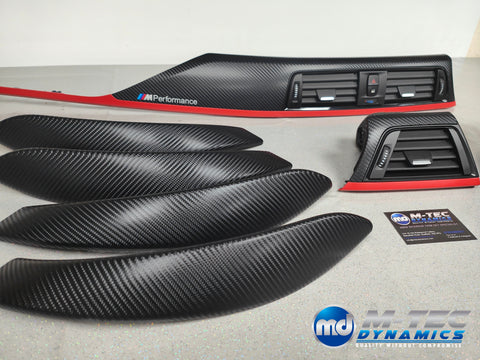 WRAPPING SERVICE - BMW F3X TRIM SET 4D CARBON / RED ACCENT (CUSTOM)